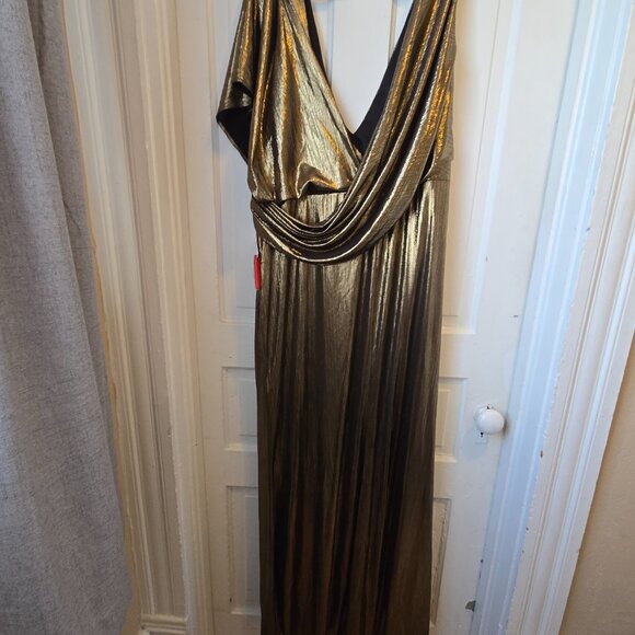 Ieena for Mac Duggal black Tie gold asymmetric dress size 18 NWT - Picture 4 of 10